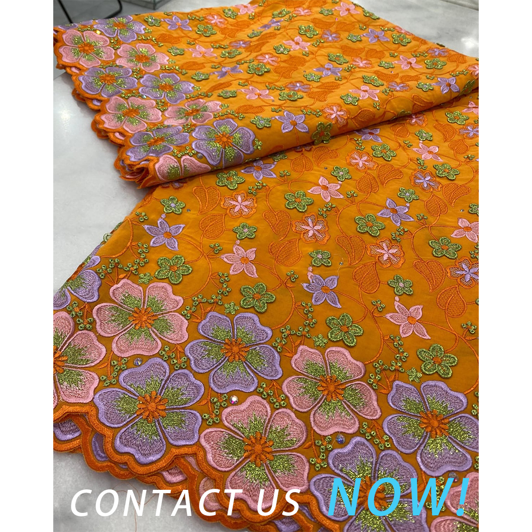 Bulk African Print 3D Embroidered Lace Fabric for Feminine Apparel and Garments