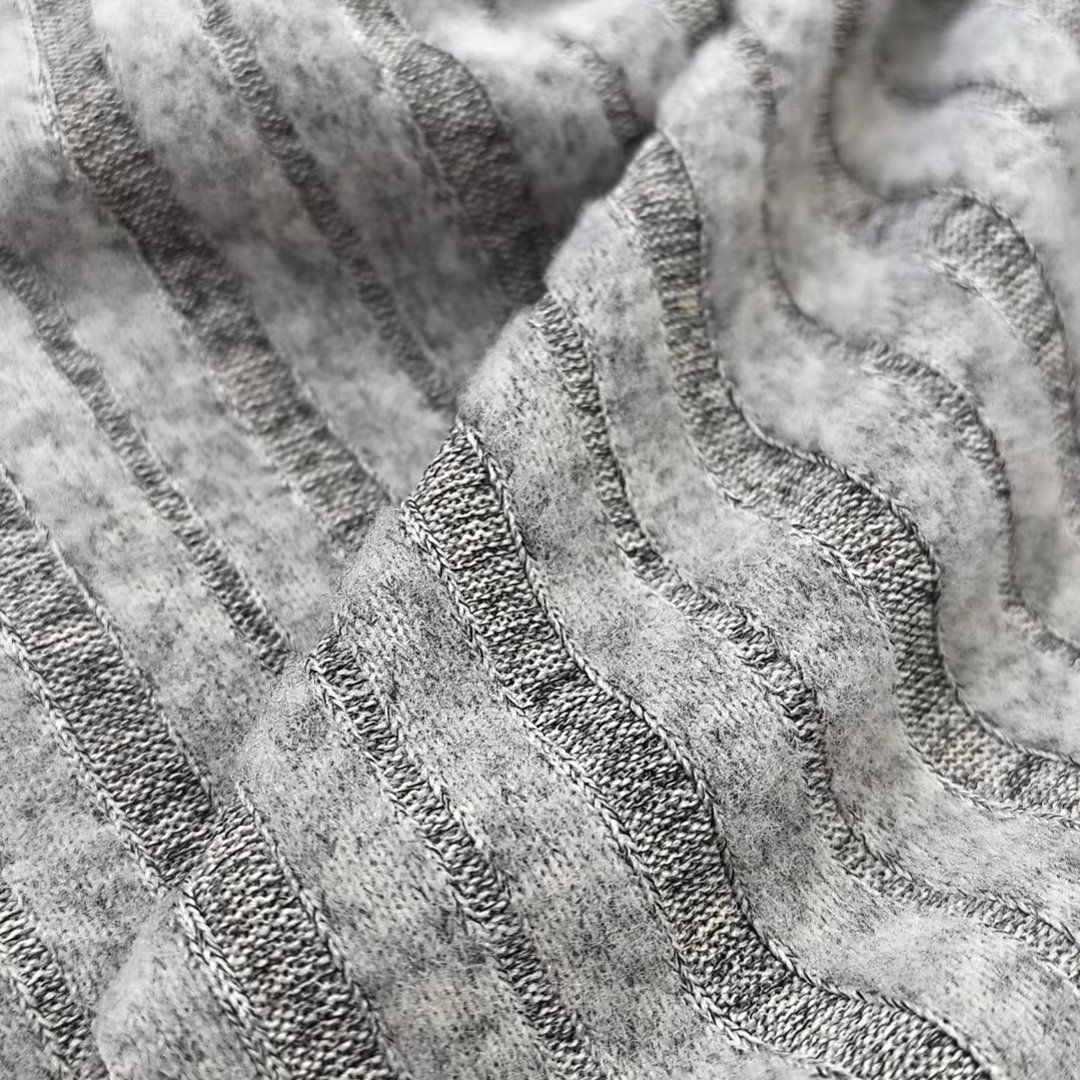 High Quality Custom Polyester Spandex Cationic Stretch Yarn Dyed One Side Brushed 6x3 Rib Fabric For Women Garments