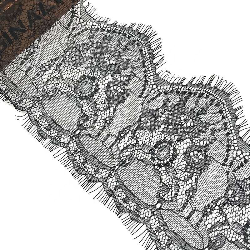 China wholesale Nylon eyelash lace 15Cm scalloped eyelash lace trim chantilly wedding dress lace trim