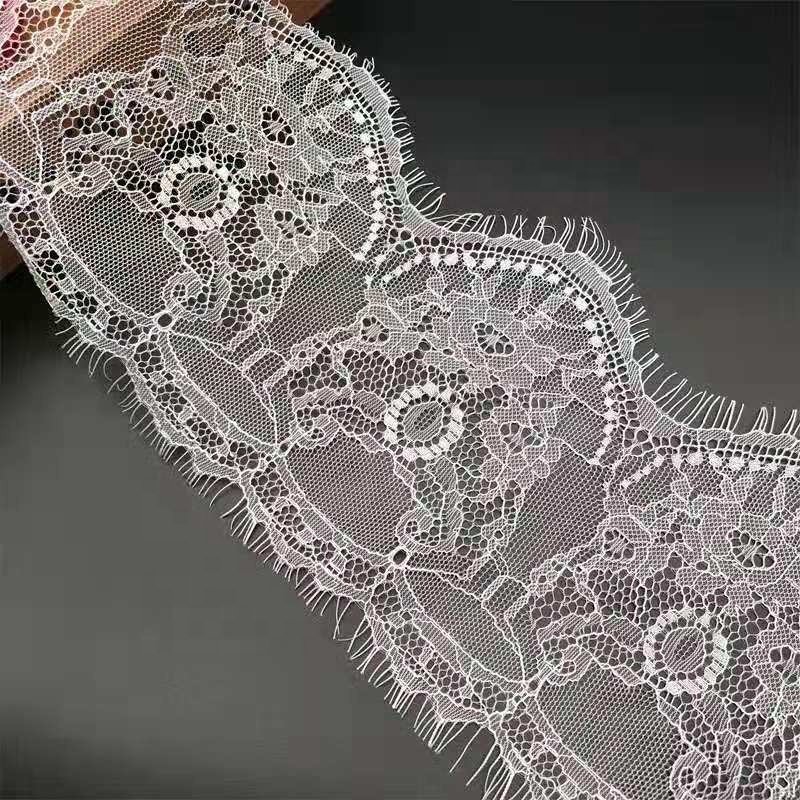 China wholesale Nylon eyelash lace 15Cm scalloped eyelash lace trim chantilly wedding dress lace trim