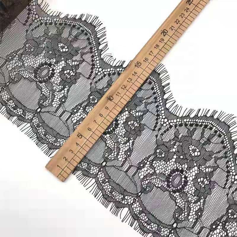 China wholesale Nylon eyelash lace 15Cm scalloped eyelash lace trim chantilly wedding dress lace trim