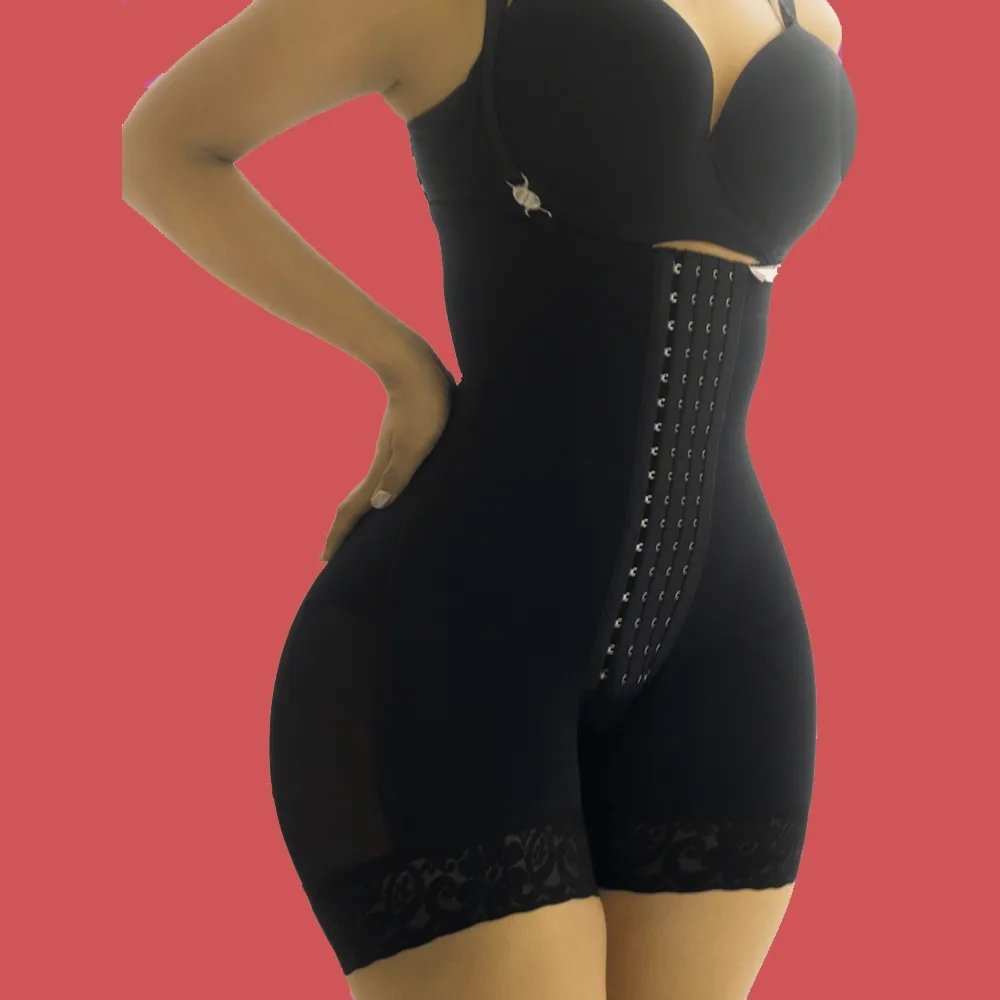 Fajas Colombiana Shoulder Strap Shape Pants Shapewear Logo 3-Breasted Crotch Zipper Slimming Underbust Bodysuit Butt Lifter