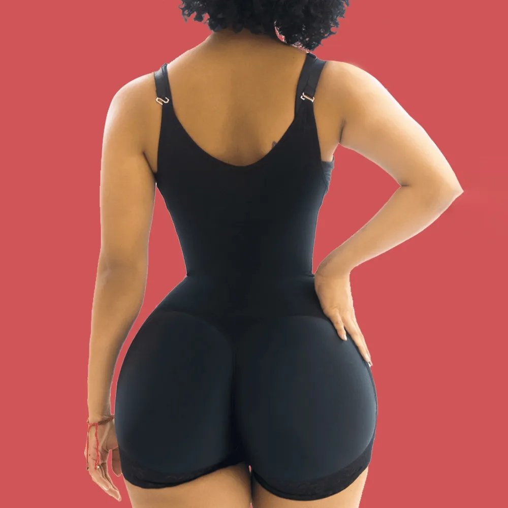 Fajas Colombiana Shoulder Strap Shape Pants Shapewear Logo 3-Breasted Crotch Zipper Slimming Underbust Bodysuit Butt Lifter