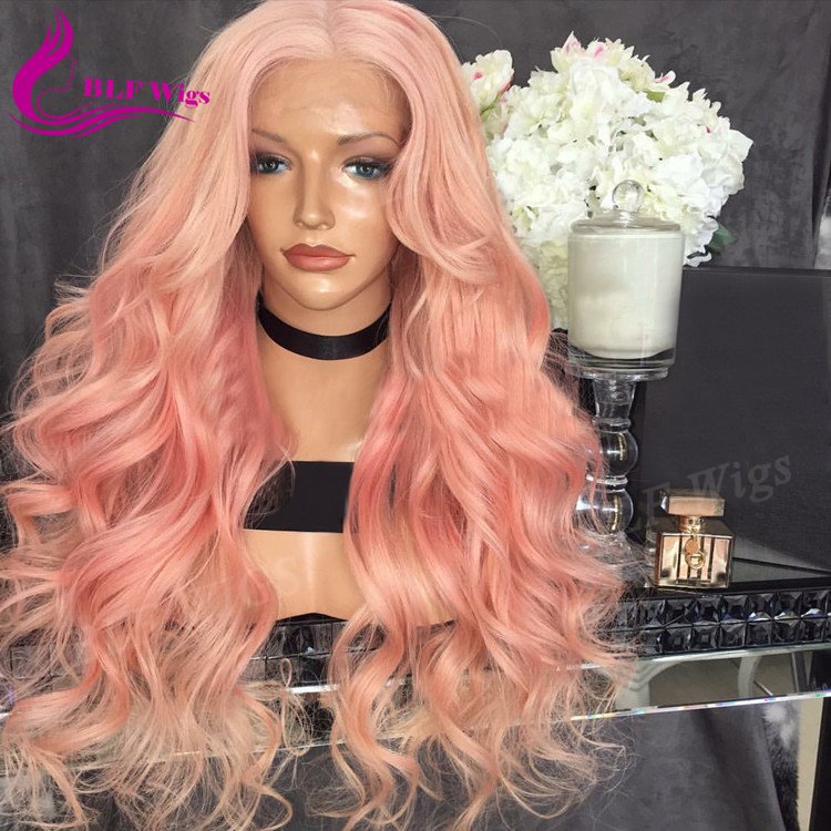 Jerry Curly Pink Lace Front Wig Malaysian Human Hair Wigs for Black Women