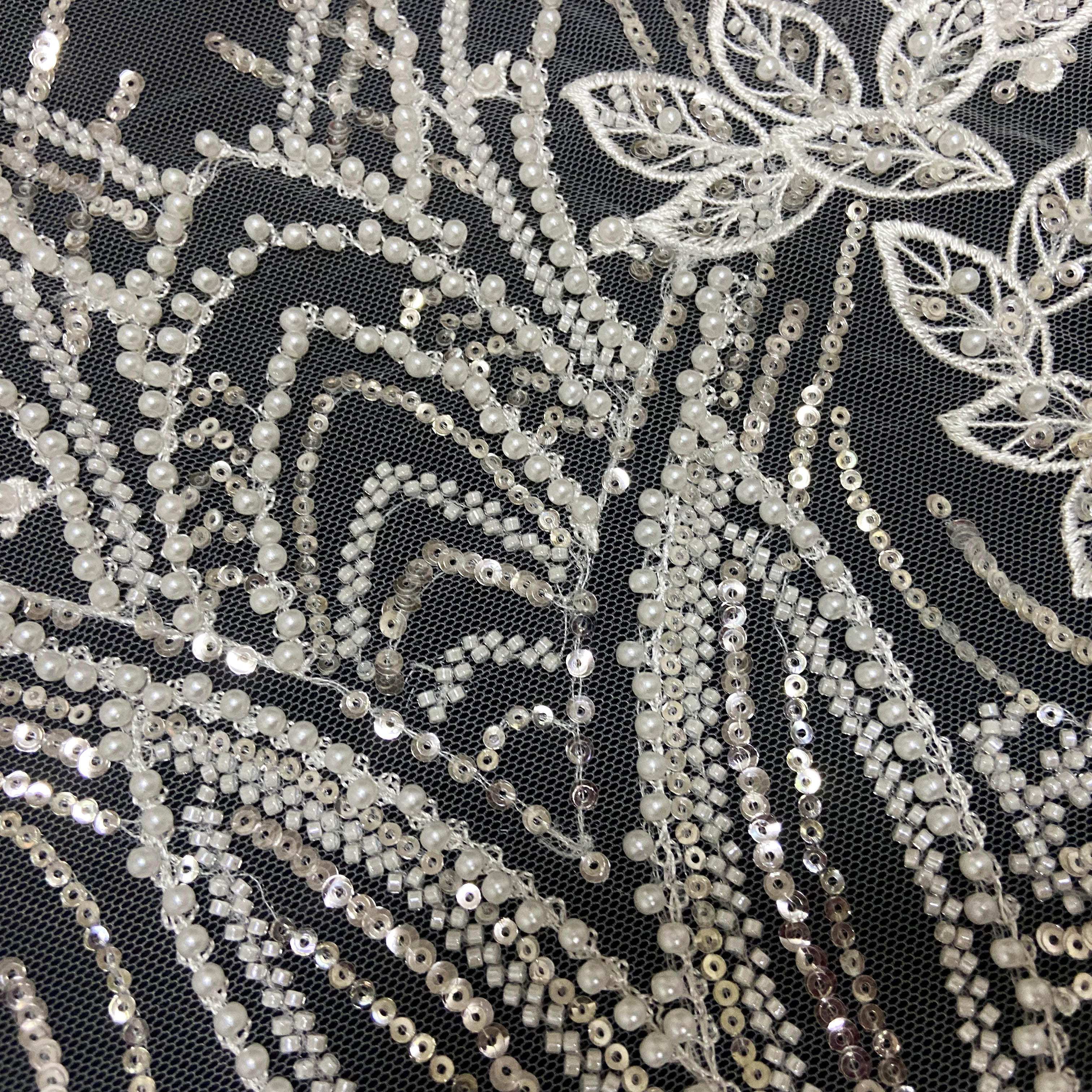 Top supplier dubai sequins beaded lace fabric