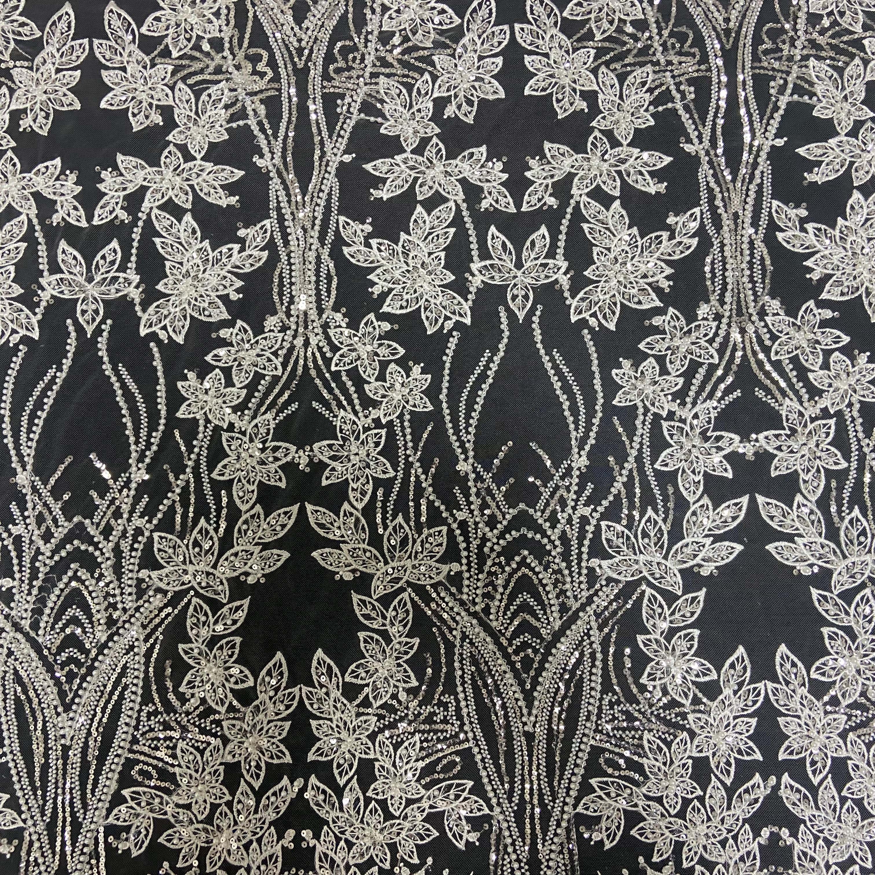 Top supplier dubai sequins beaded lace fabric