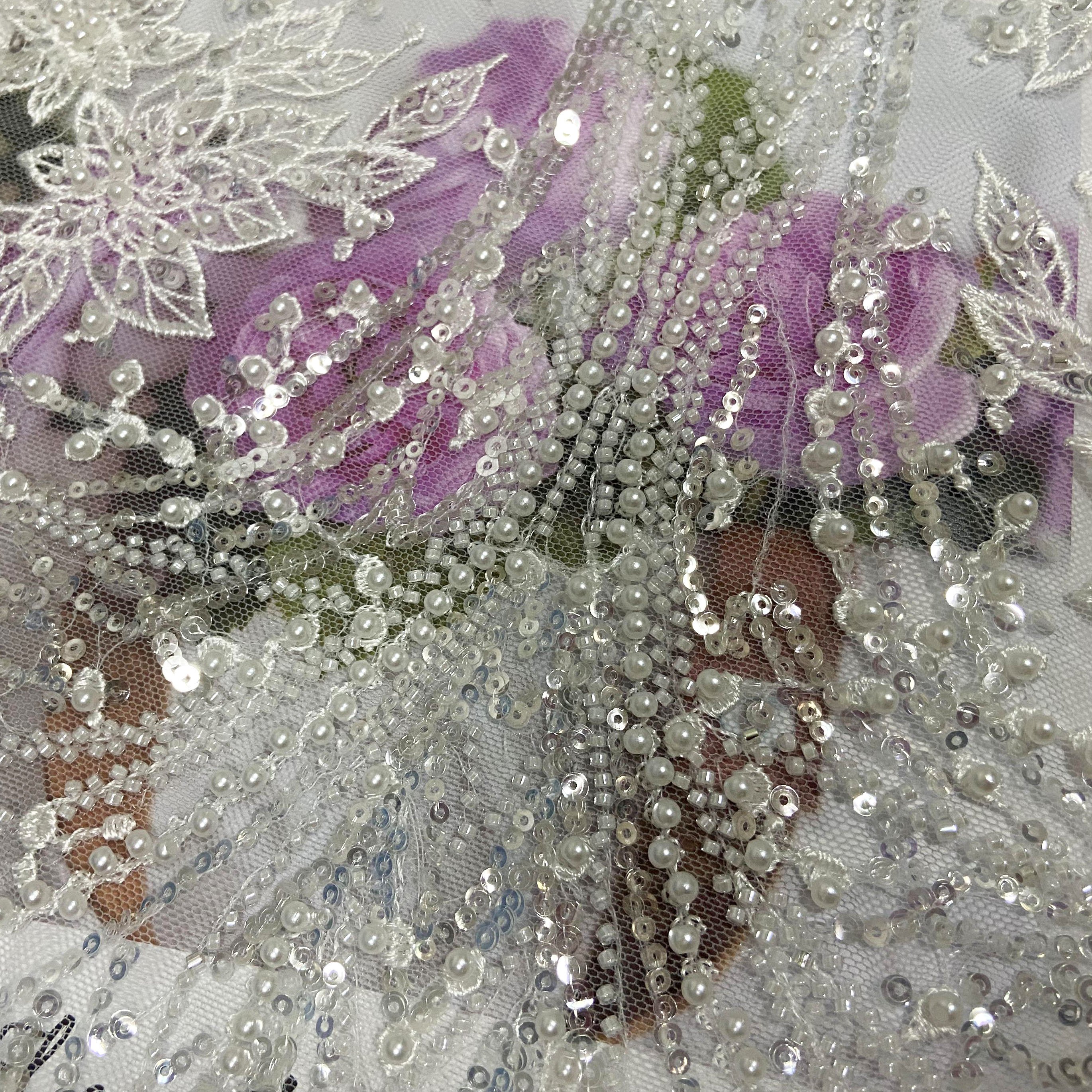 Top supplier dubai sequins beaded lace fabric