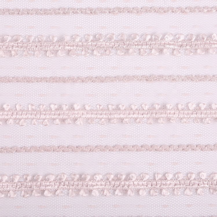 Polyester pink trim stripe ribbon mesh tulle lace fabric embroidery for girls dress SR-1452