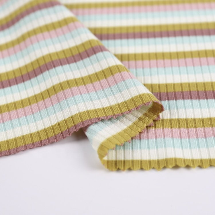 Fashion Style Yarn Dyed Hoodie 4*2 Colorful Striped Rib Sweatshirt Sportswear Knitted Jersey Fabric