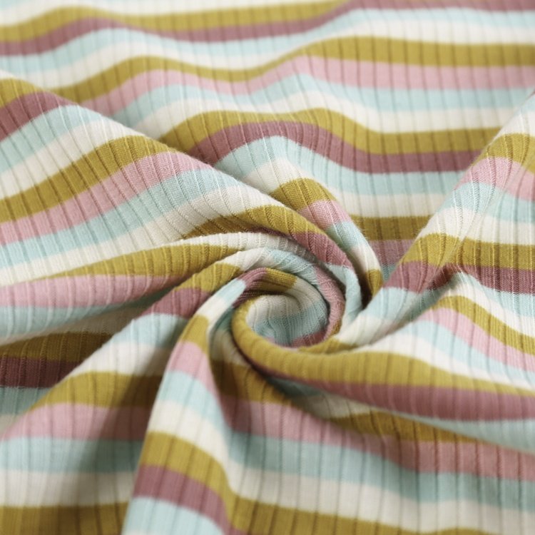 Fashion Style Yarn Dyed Hoodie 4*2 Colorful Striped Rib Sweatshirt Sportswear Knitted Jersey Fabric