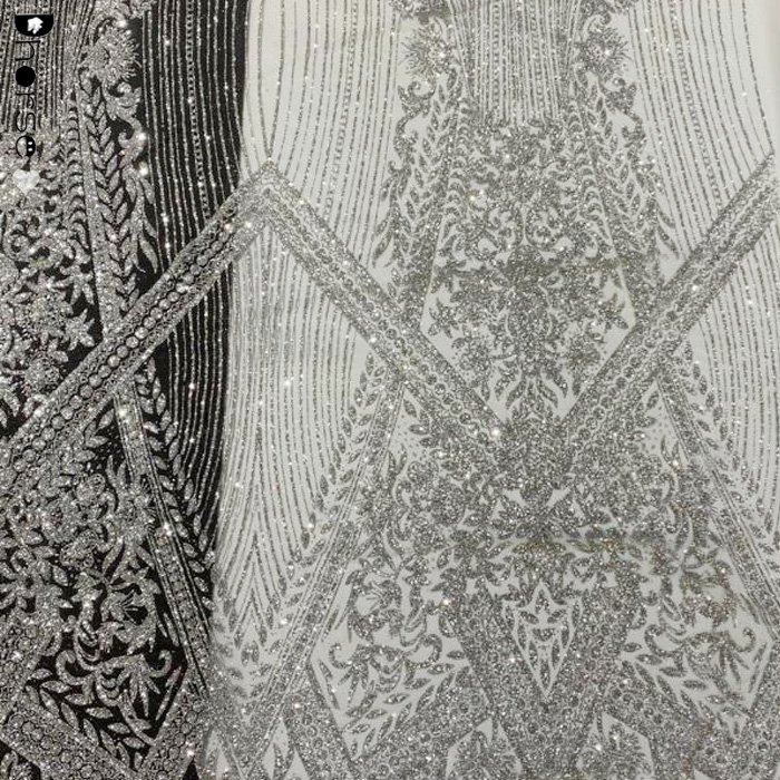 Factory direct wholesale popular metallic silver glitter lace for stage clothes