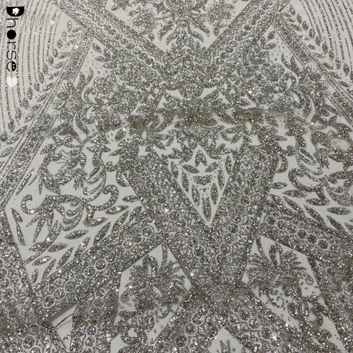 Factory direct wholesale popular metallic silver glitter lace for stage clothes