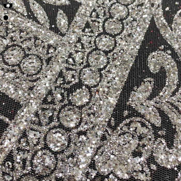 Factory direct wholesale popular metallic silver glitter lace for stage clothes