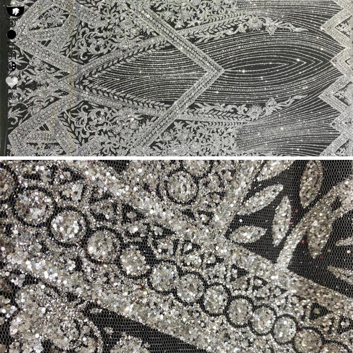 Factory direct wholesale popular metallic silver glitter lace for stage clothes