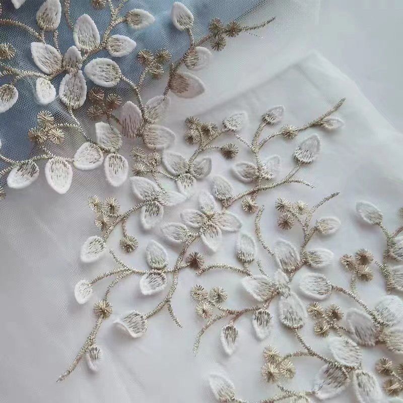 New brand rose fabric blue mesh embroidery sequins french tulle lace nice african lace fabric
