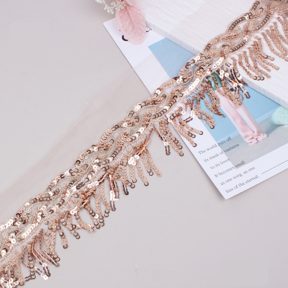Clothing Accessories Gold And Silver Metallic Border Lace Trim Sequins Golden Yellow Embroidery Lace Trim Gold Lace Trim
