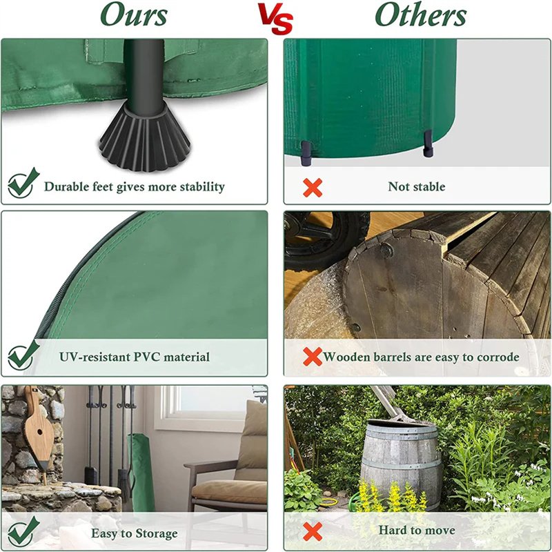 Wholesale pvc plastic home foldable rain barrel 250-500L water collection system rain water tank