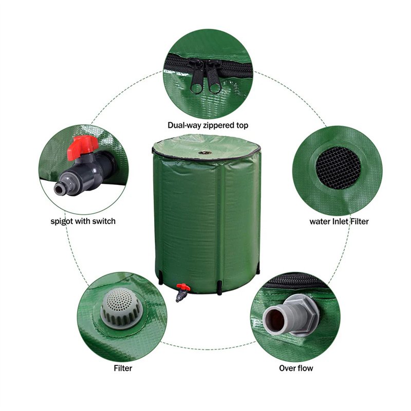 Wholesale pvc plastic home foldable rain barrel 250-500L water collection system rain water tank
