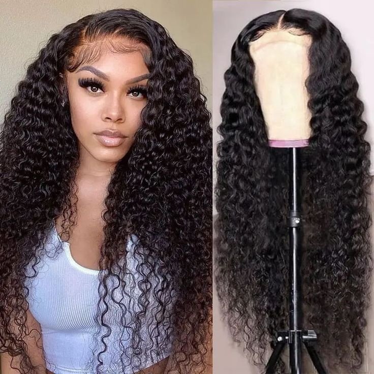 13x4 Full Lace Front Human Hair Wig 10-34inch Brazilian Deep Straight Water Curly Natural Color 180% Density Lace Wigs for Women