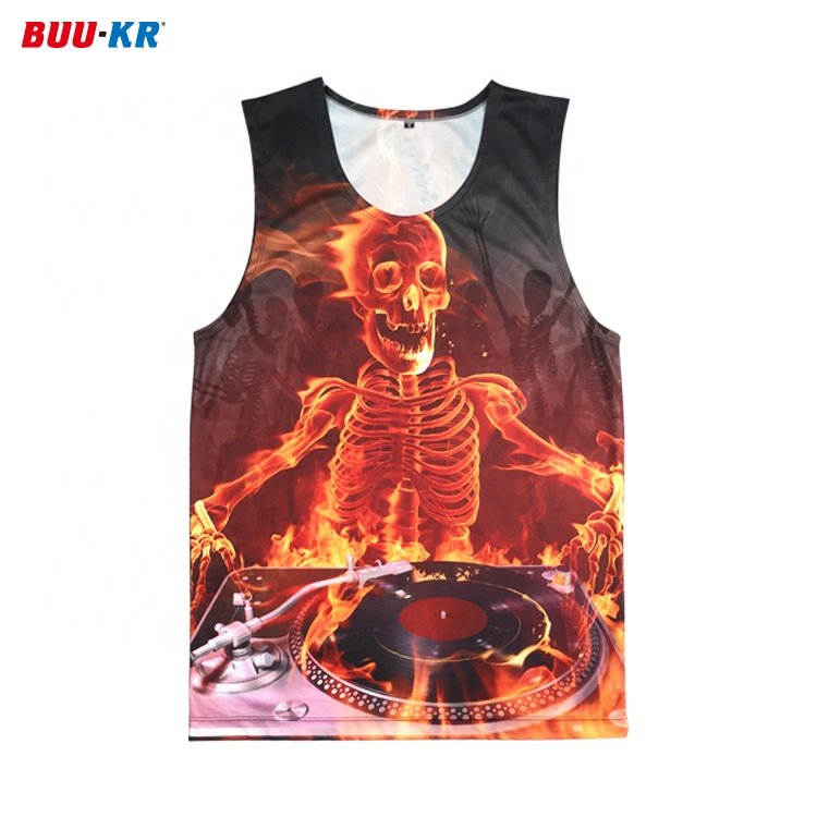Buker Wholesale Sublimation Gym Fitness Black Breathable Hign Quality Men Running White Ribbed Weightlifting Custom Singlets