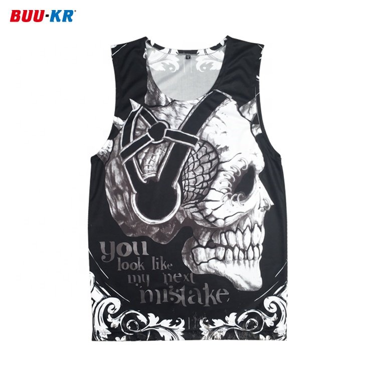 Buker Wholesale Sublimation Gym Fitness Black Breathable Hign Quality Men Running White Ribbed Weightlifting Custom Singlets