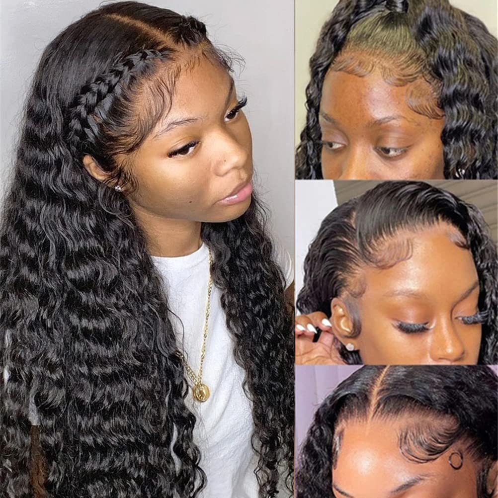 Water Wave 360 Hd Lace Frontal Wigs Vendor Full Lace Human Hair Wig For Black Women Kinky Curly Peruvian Hair Lace Front Wigs