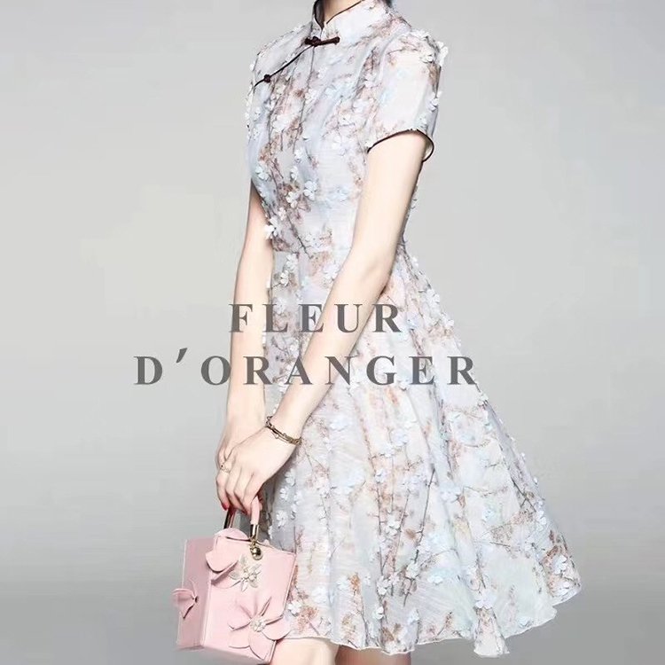 3d Embroidered Applique Flower Embroidery Tulle Mesh Lace Fabric For Han Chinese Clothing