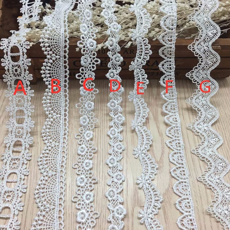 affninty gift wrapping laces venice narrow crochet scalloped neckline milk silk embroidery lace trim
