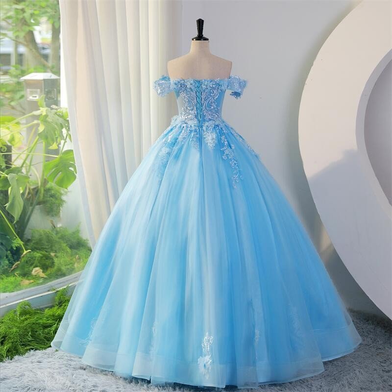 3119 Sweet Off-the-shoulder Lace Appliques 15 16 Birthday Gowns Plus Size Ball Gown Blue Red Quinceanera Dresses