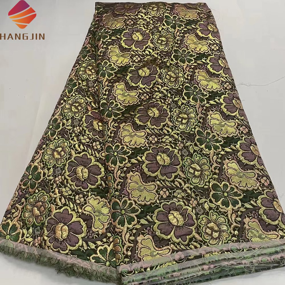 Latest French Brocade Lace Fabrics High Quality Brocade Jacquard Embroidery Nigerian Organza Lace For Women Dress
