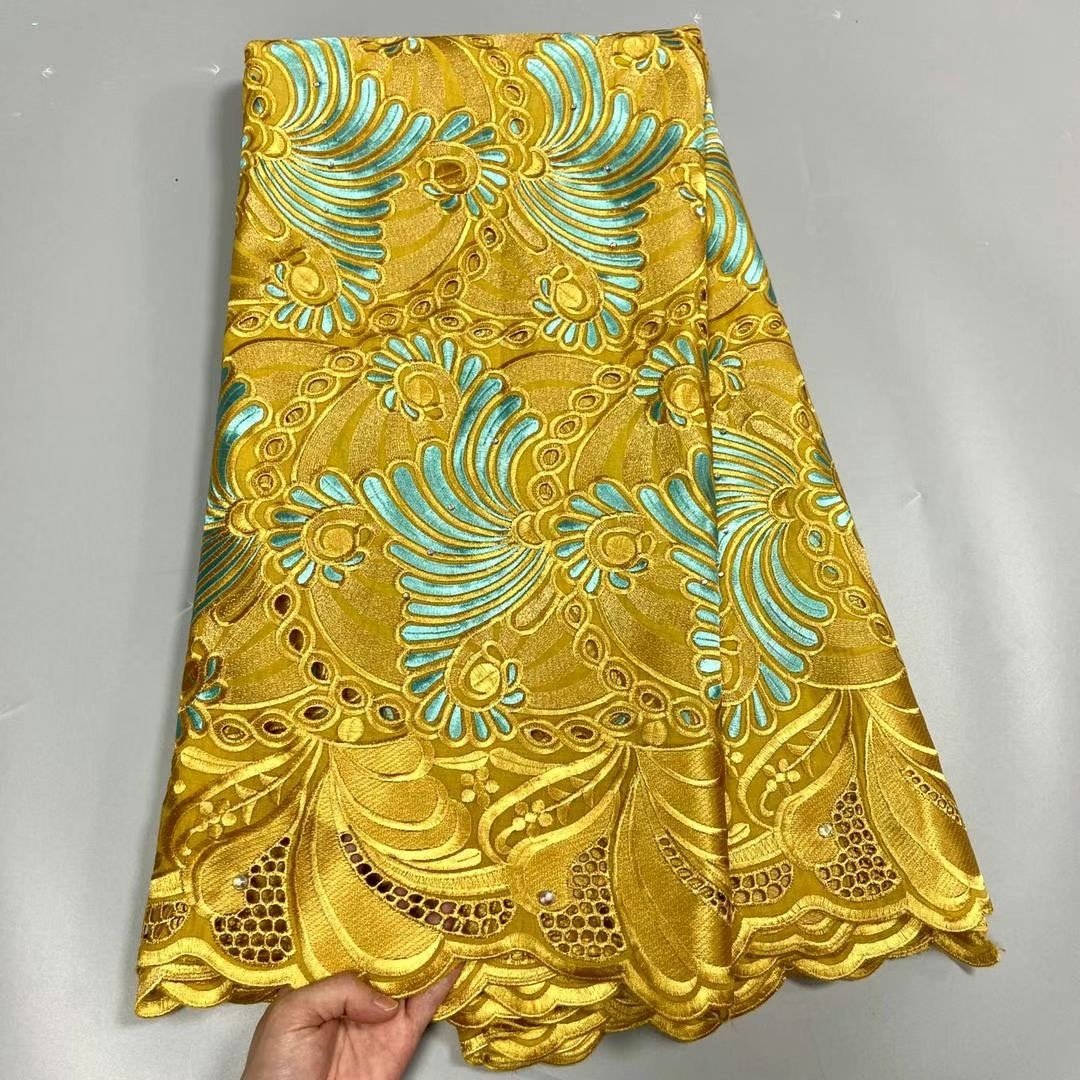 ACI African Voile Lace Cotton Fabric High Quality French Lace Fabrics Nigerian African Swiss Voile 5 Yards/Piece For Women Dress