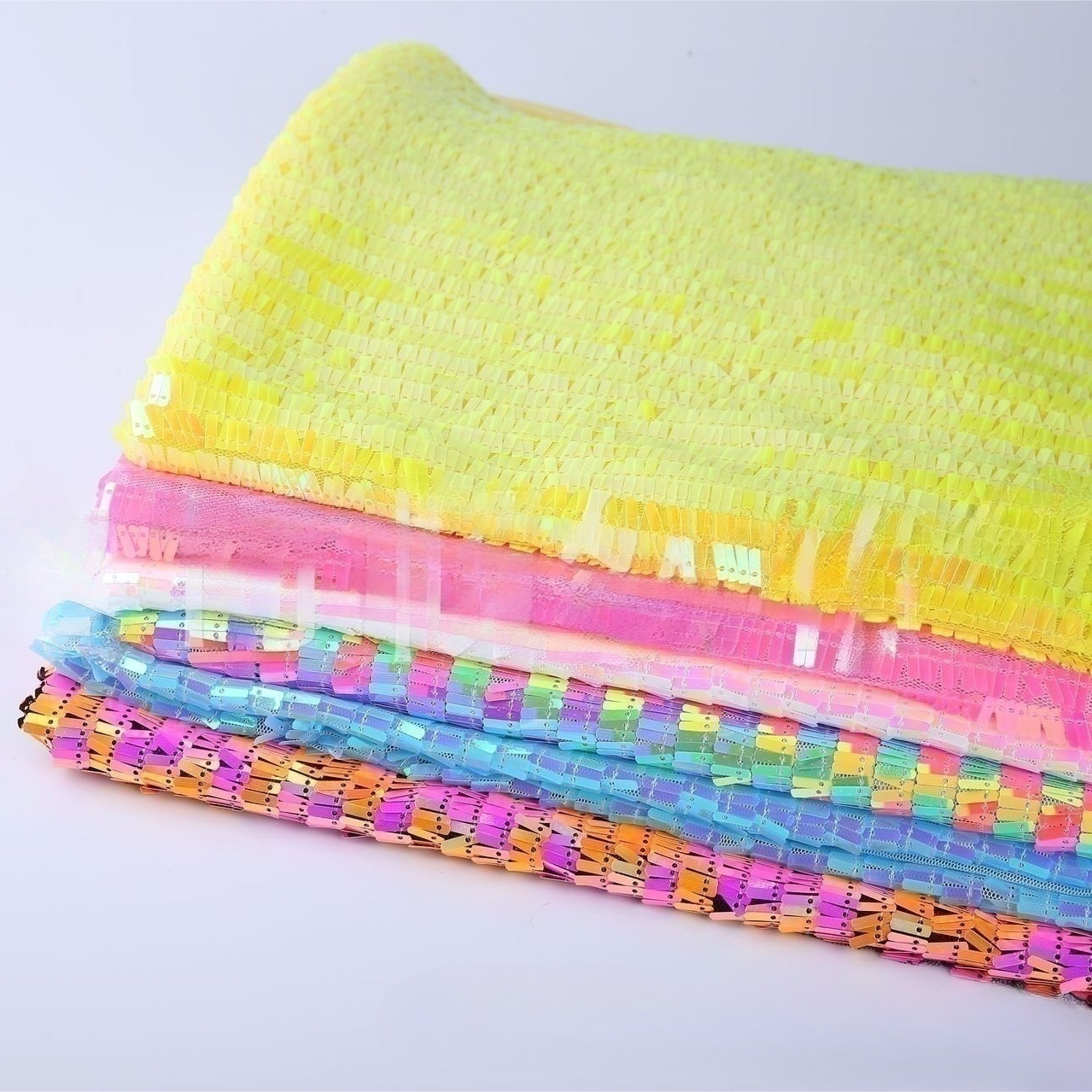 2024 New Fashion Design Colorful Sequin Embroidery 100% Polyester Mesh Fabric With Metallic Luster For Dancewear