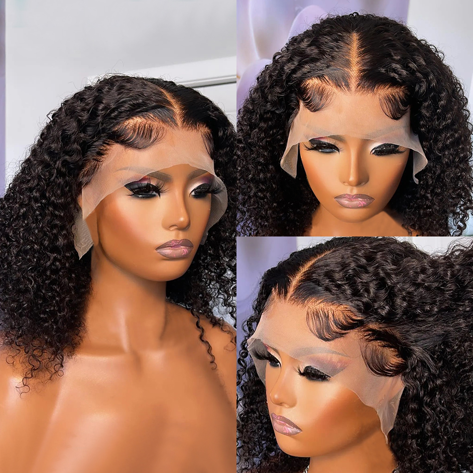 Cheap Kinky Curly Short Bob Wigs Human Hair Lace Front Brazilian Glueless Full Hd Lace Wigs For Black Women Hd Lace Frontal Wigs