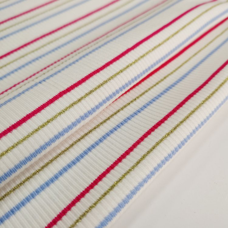 Hot Sale classic wholesale Colorful Rayon Spandex Stripe Yarn Dyed Rib Fabric Fashion Woman 255gsm Knit Fabric