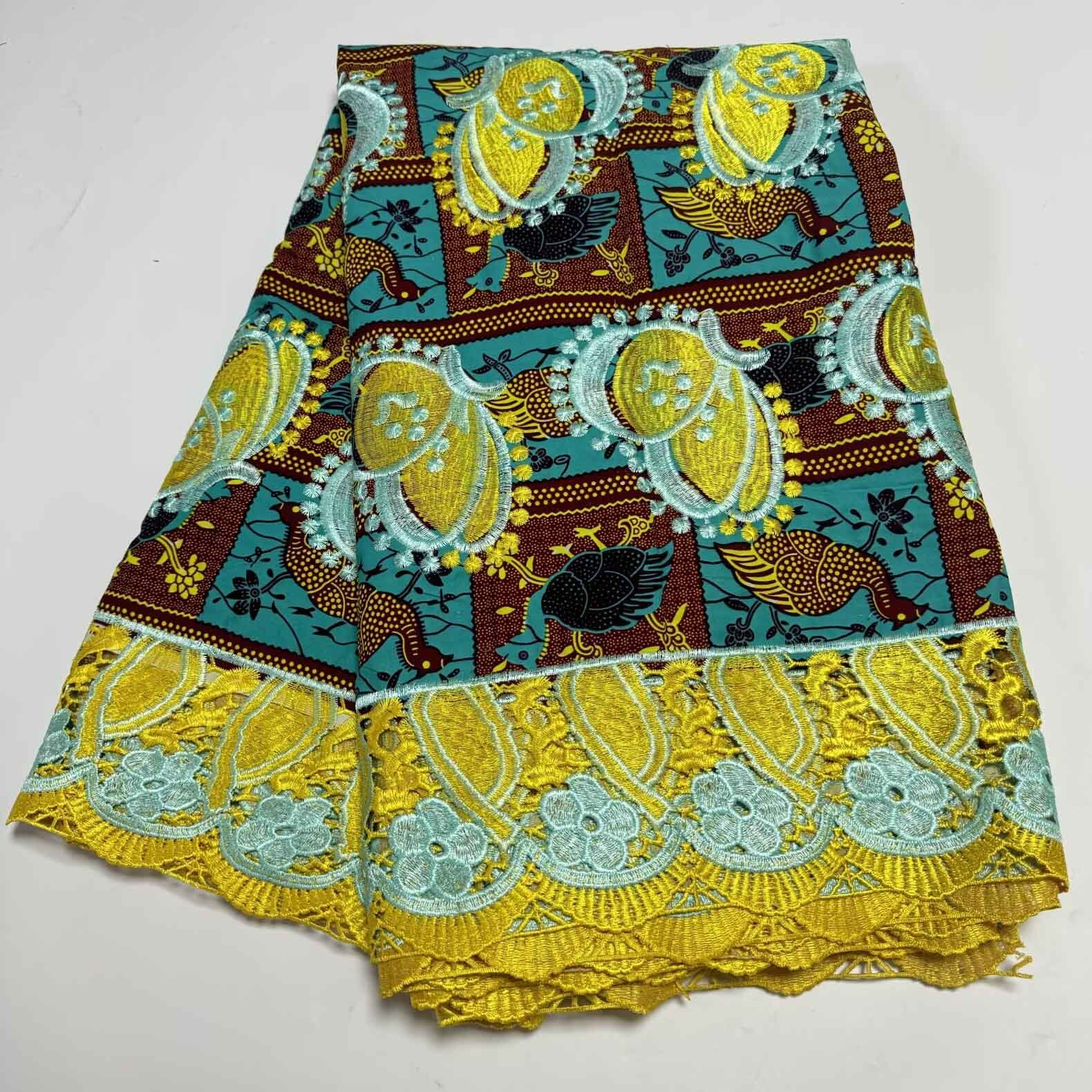 New Stock Design Ankara Africa Wax Printer Fabric High Quality Embroidery Wax lace Water Soluble Guipure Cord Lace