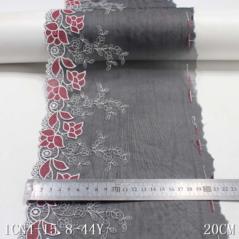 Soft Black Mesh Nylon Lace Fabric Flower Embroidery Laces Trim for Women Dress Making