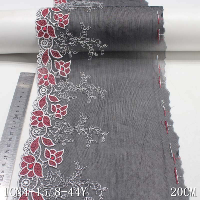 Soft Black Mesh Nylon Lace Fabric Flower Embroidery Laces Trim for Women Dress Making
