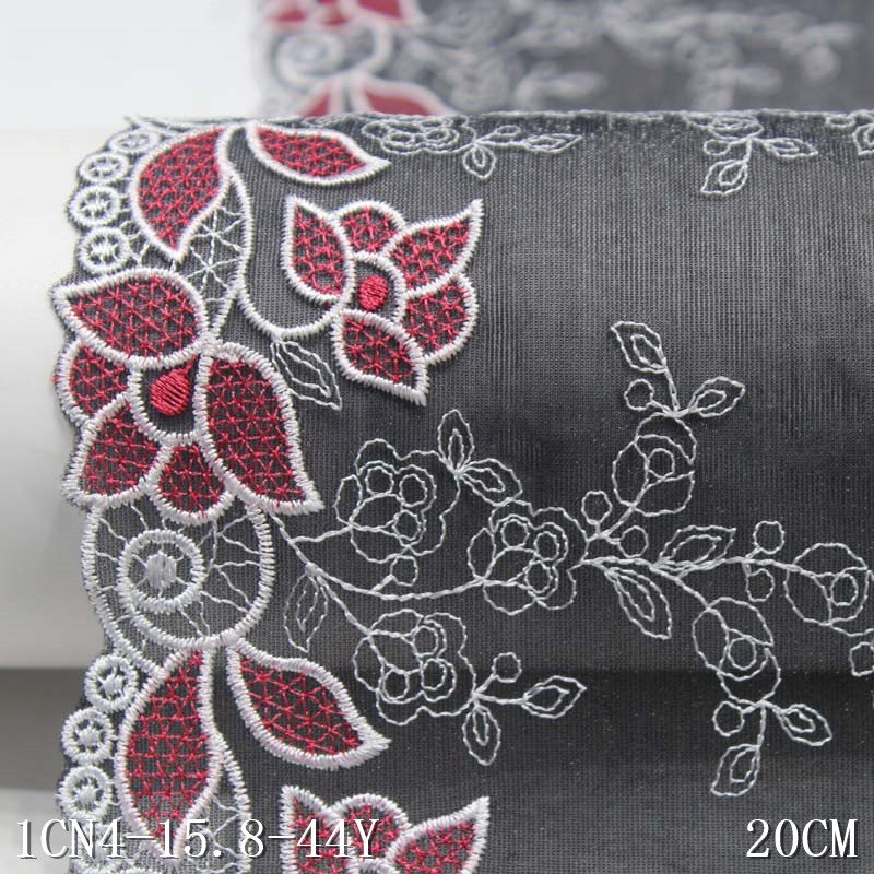 Soft Black Mesh Nylon Lace Fabric Flower Embroidery Laces Trim for Women Dress Making