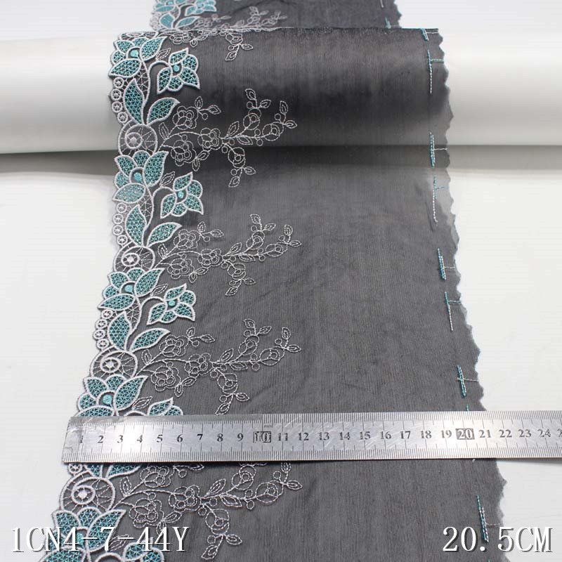 Soft Black Mesh Nylon Lace Fabric Flower Embroidery Laces Trim for Women Dress Making