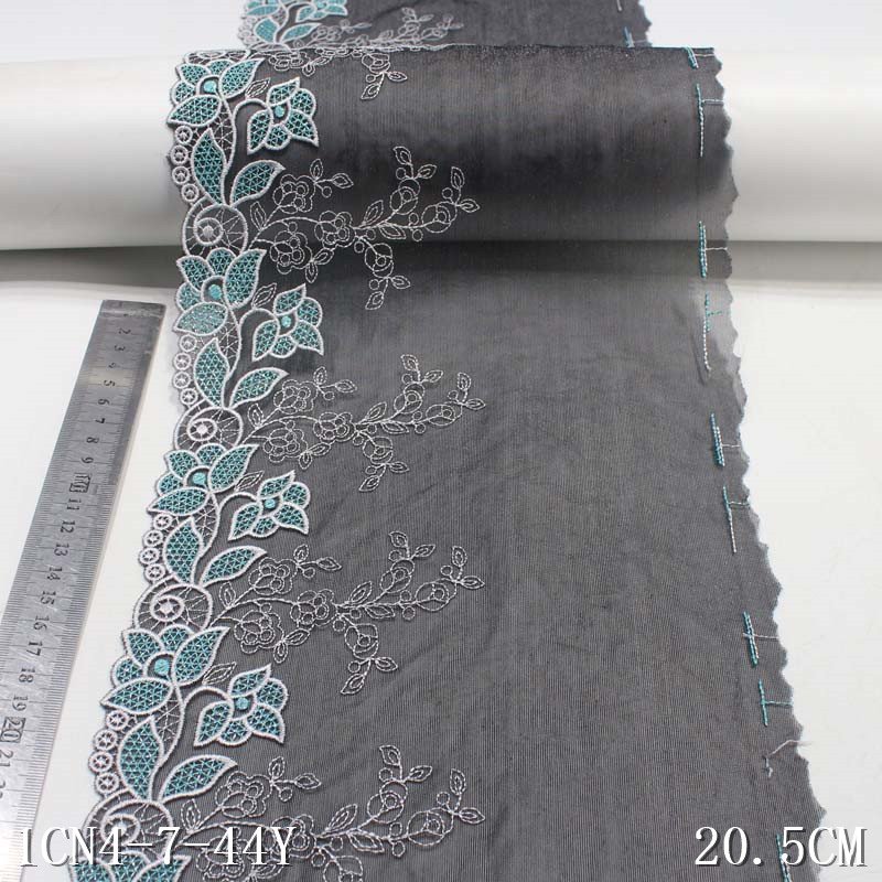 Soft Black Mesh Nylon Lace Fabric Flower Embroidery Laces Trim for Women Dress Making