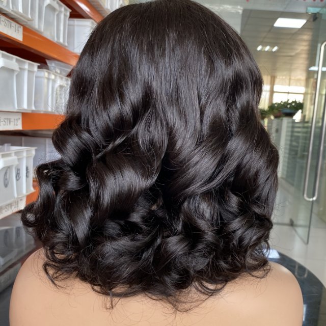 Perruque bouncy curl wigs human hair lace closure front wig 180 250 density bouncy curls human hair wigs virgin Brazilian hair