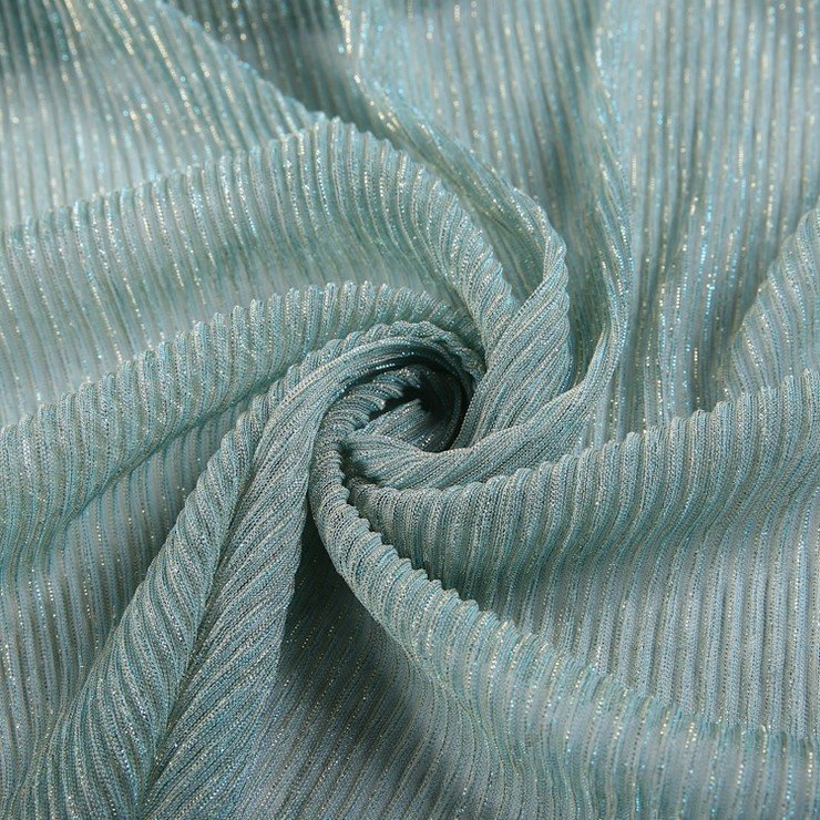 Hot Sale Beautiful Green 100% Polyester Knit Rib Tulle Lurex Glitter Mesh Fabric