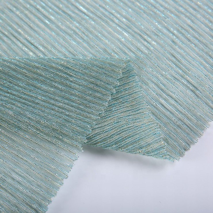 Hot Sale Beautiful Green 100% Polyester Knit Rib Tulle Lurex Glitter Mesh Fabric