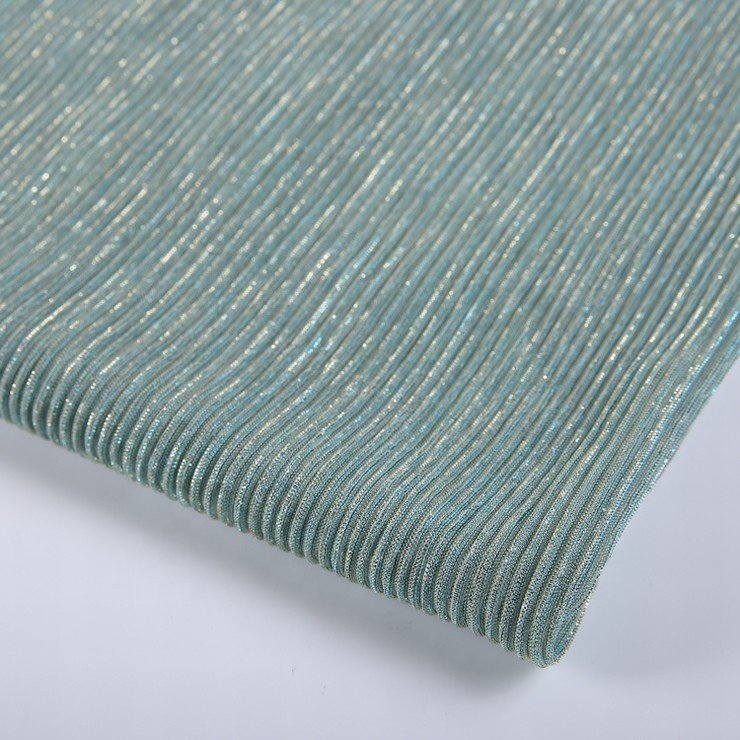 Hot Sale Beautiful Green 100% Polyester Knit Rib Tulle Lurex Glitter Mesh Fabric