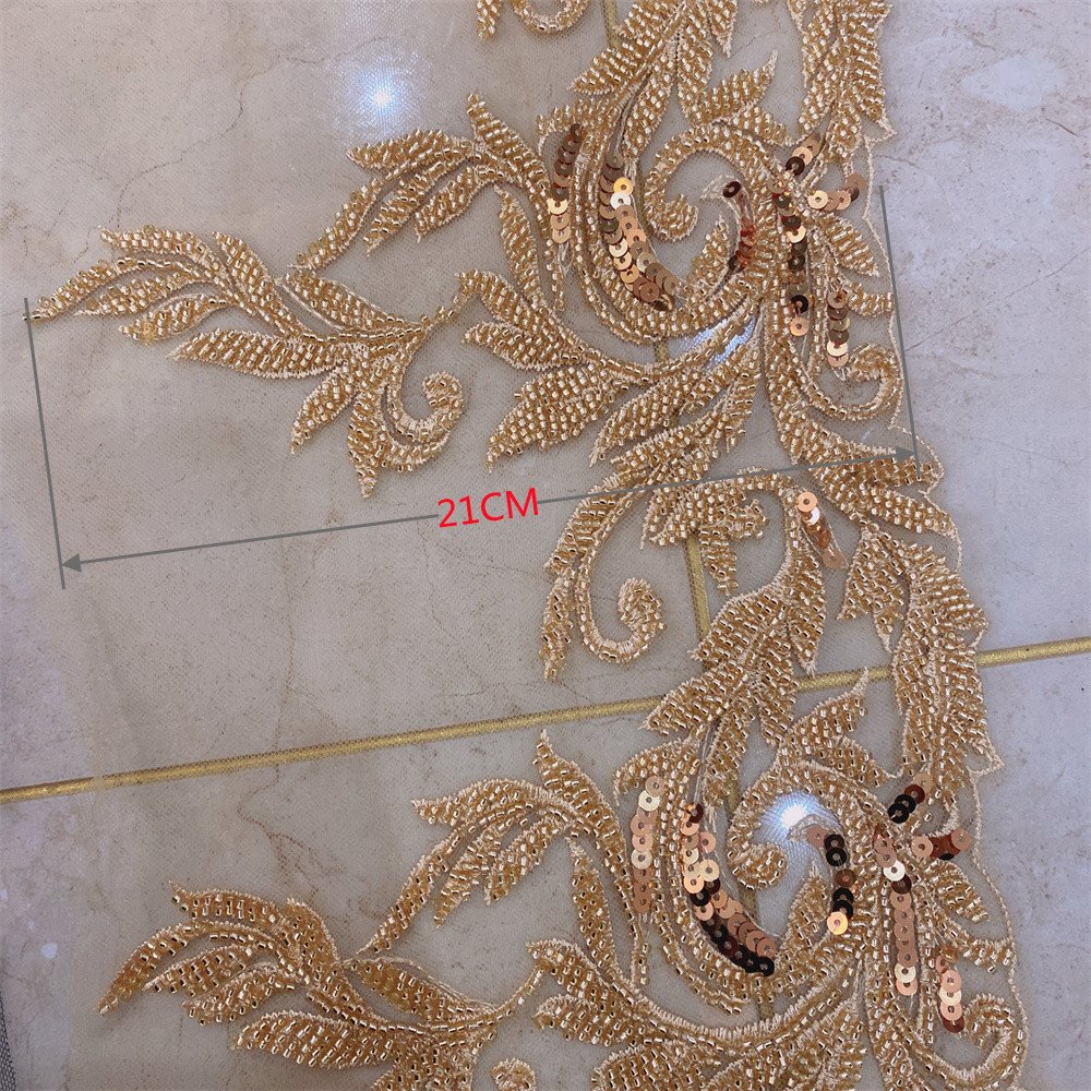 wholesale fashion lace trim applique sequin beaded trim for dress