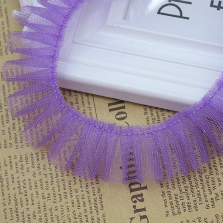 New Fashion Handmade Wholesale Colorful Two Layers Pleated Ruffles Lace for Wedding Decoration