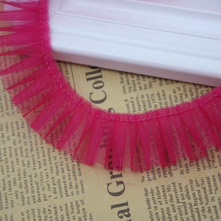 New Fashion Handmade Wholesale Colorful Two Layers Pleated Ruffles Lace for Wedding Decoration