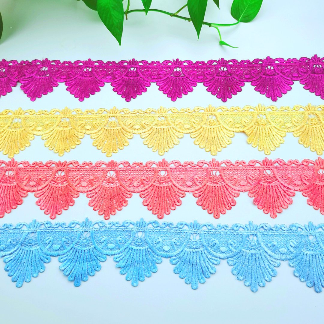 Factory Direct Sale Bridal Lace Trim,Chemical Polyester Nylon Material Flower 3d Lace Trimming