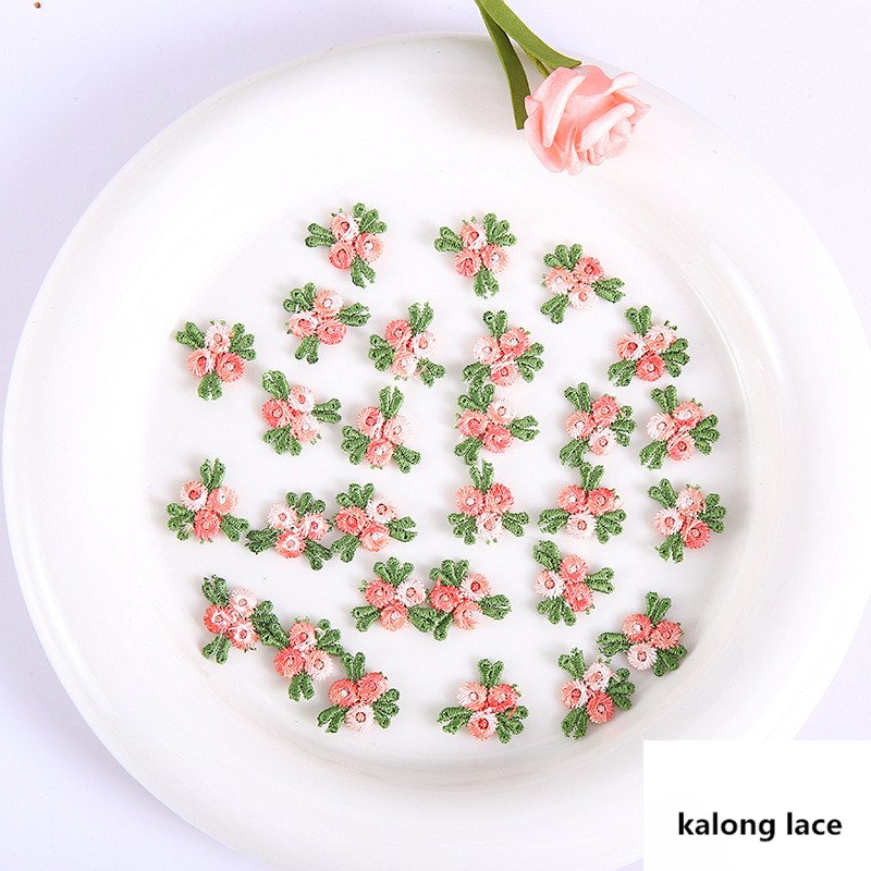 2*2 cm embroidery small flowers Lace Polyester colorful flowers ribbon for Butterfly Knot curtain dress DIY accessories