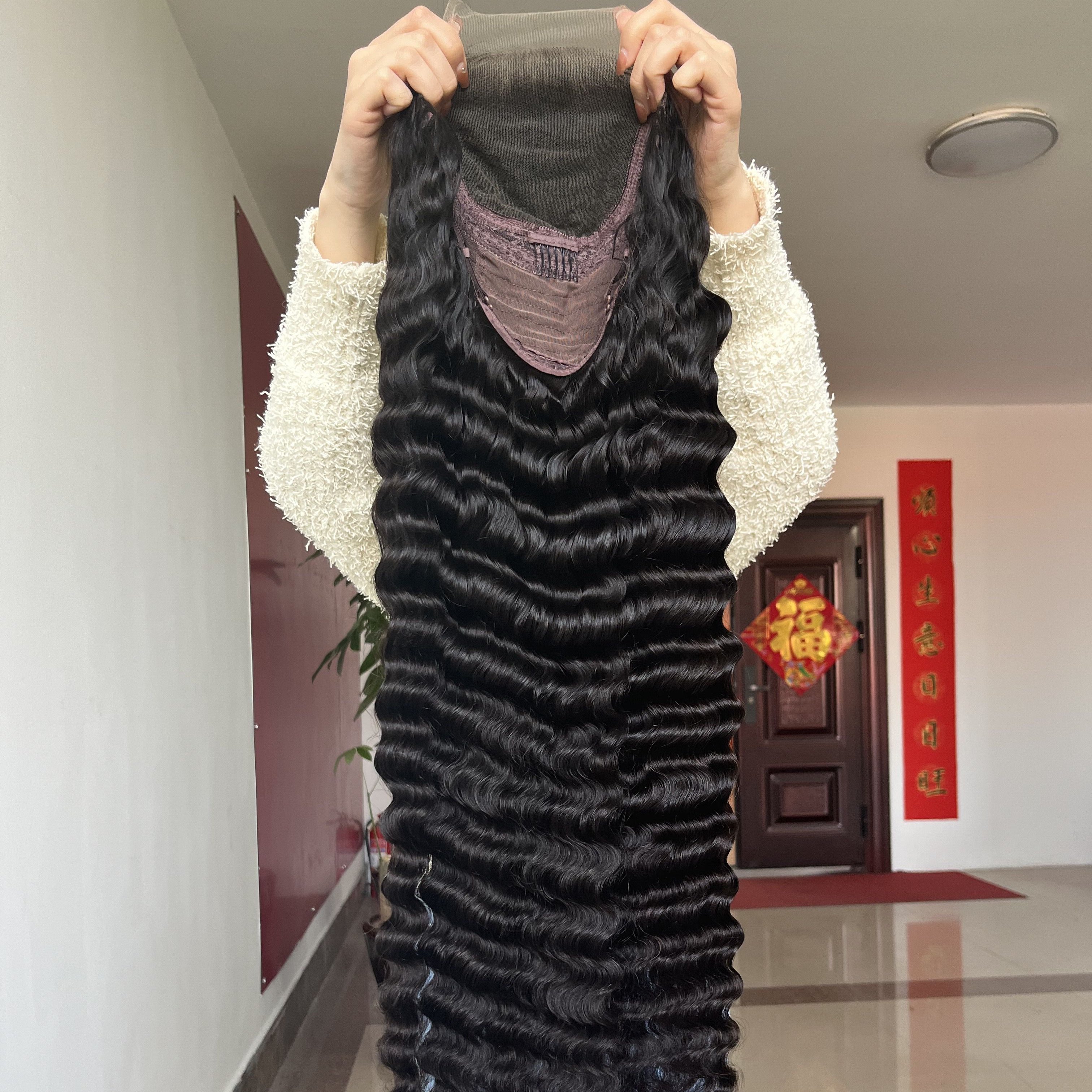 China Human Hair Factory Deep Wave Hd Lace Wig 100% Human Virgin Hair Lace Closure Wig